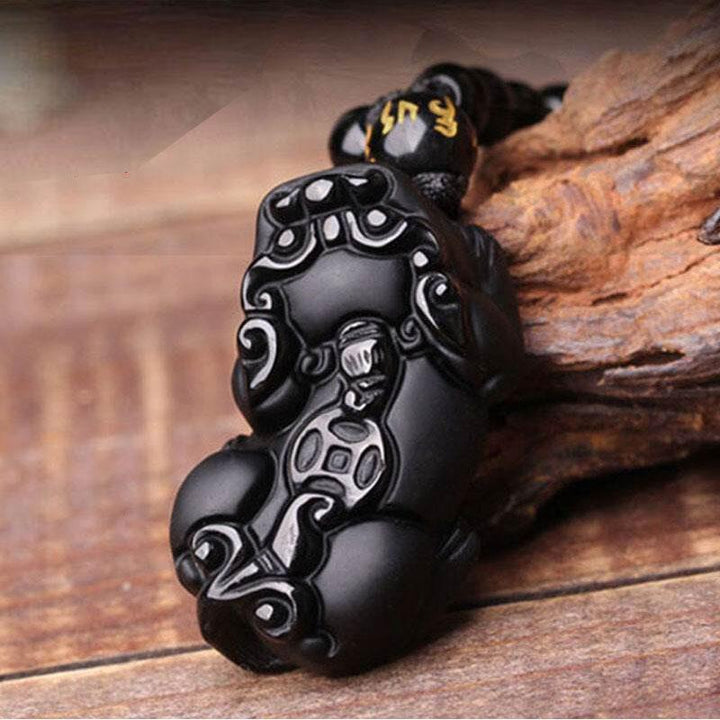 Black Obsidian Pixiu Necklace - Wealth Protection