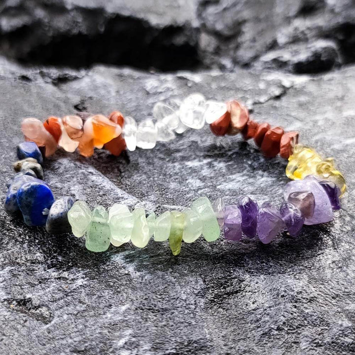 7 Chakra Raw Crystal Bracelet