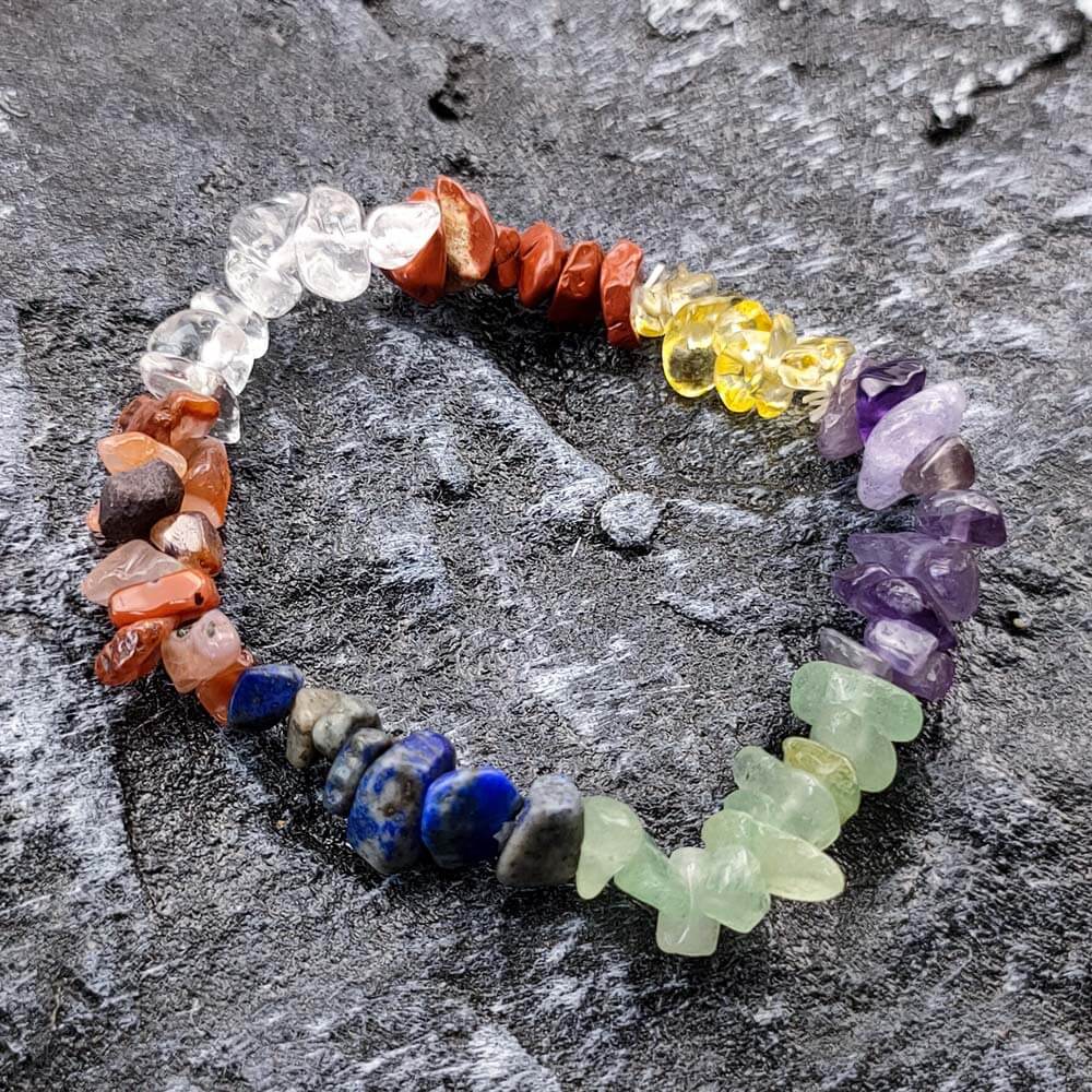 7 Chakra Raw Crystal Bracelet