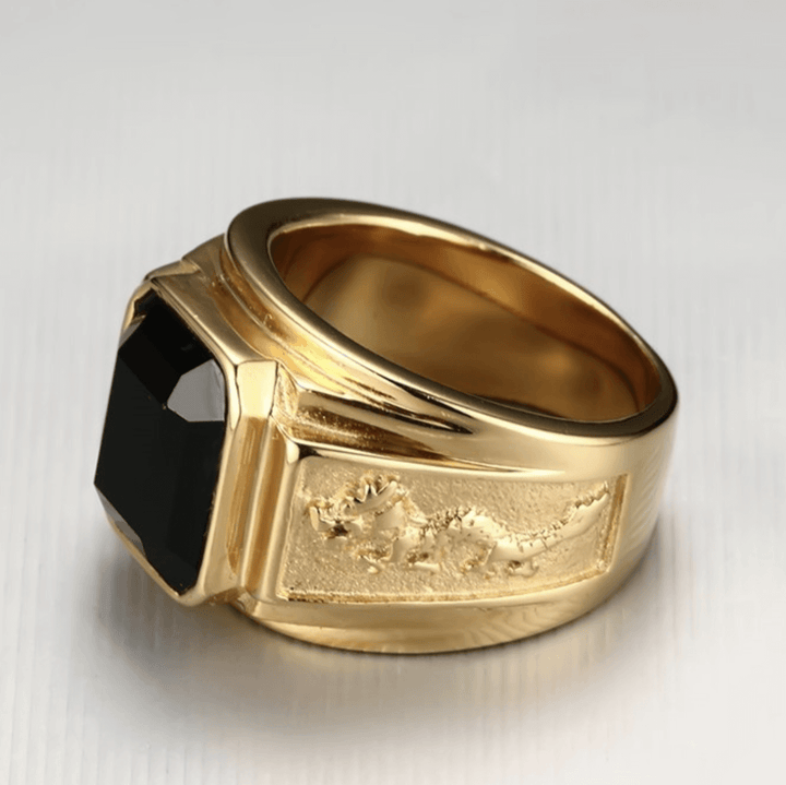 Black Crystal Lucky Dragon Ring