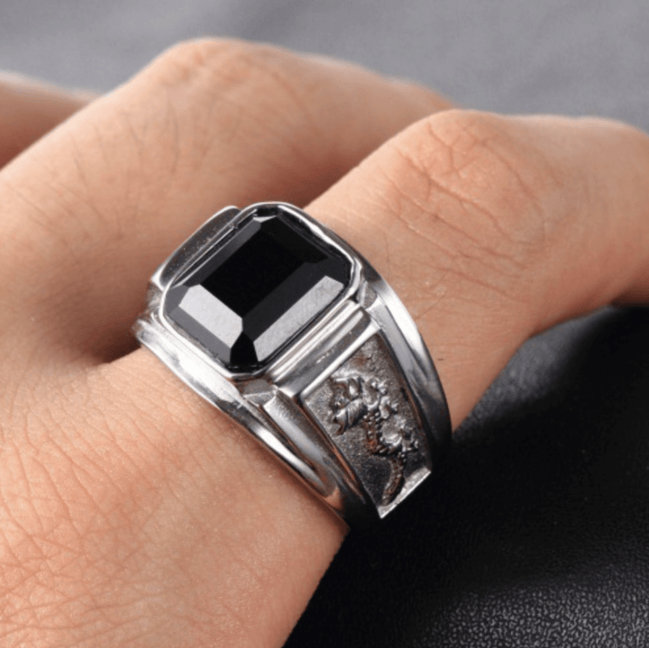 Black Crystal Lucky Dragon Ring