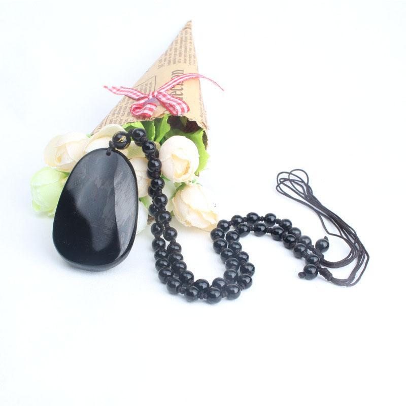 Black Obsidian Buddha Necklace Pendant - Protection & Courage