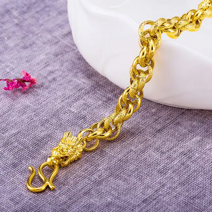 Double-Headed Golden Dragon Bracelet - Success & Fortune