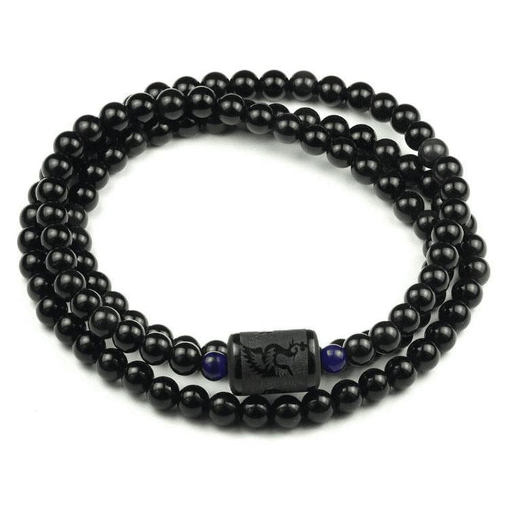 Dragon and Phoenix Obsidian Bracelet Wrap - Inspire Honesty and Eternal Love