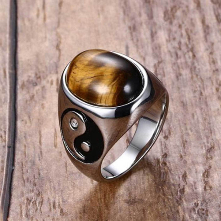 Yin Yang Tiger’s Eye Protection Ring