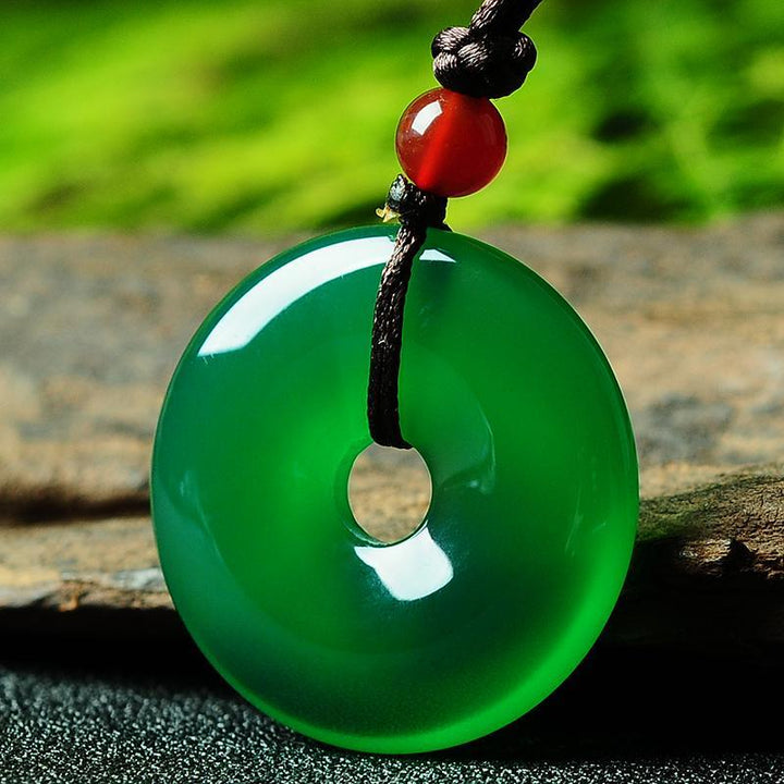 Green Jade Disk Necklace - Attract Positivity & Harmony