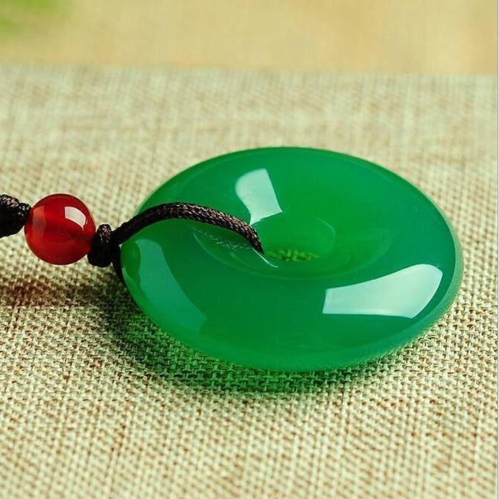 Green Jade Disk Necklace - Attract Positivity & Harmony