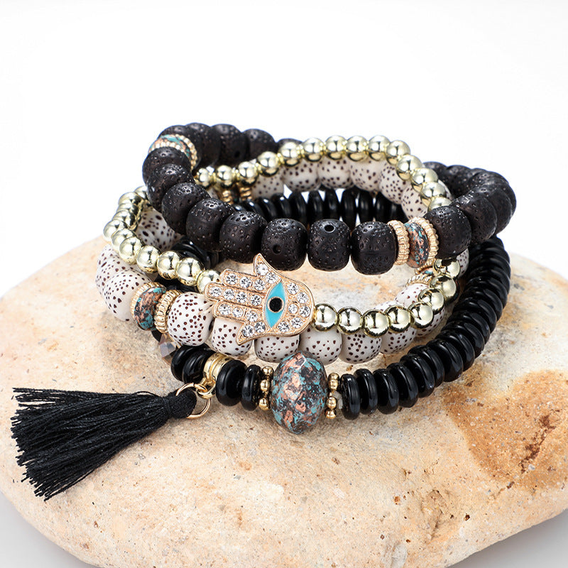 Hamsa Hand Bracelet Set - Evil Eye Protection