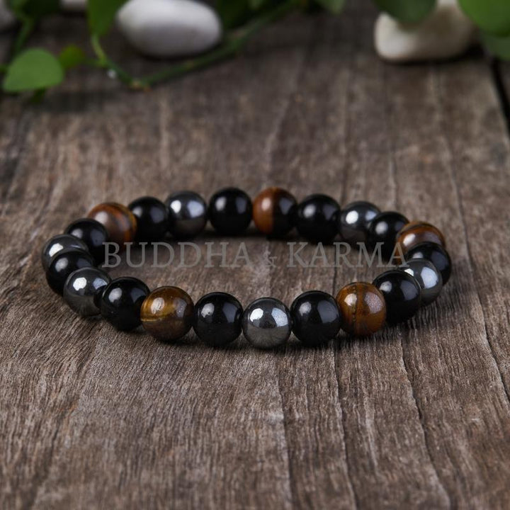 Triple Protection Bracelet - Tiger’s Eye, Obsidian, Hematite