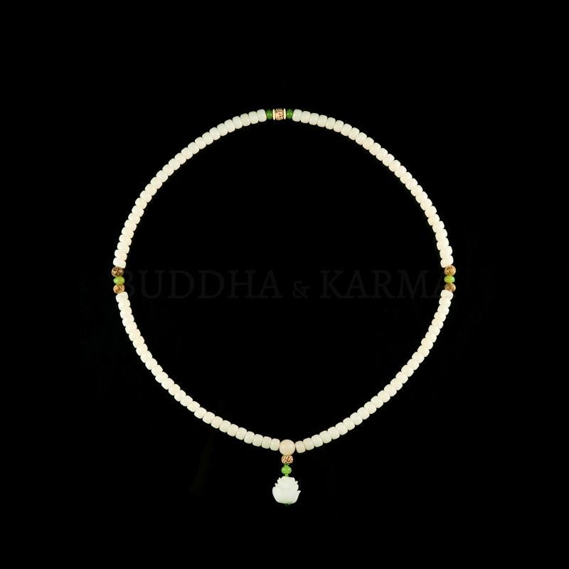 White Jade Bodhi Seed Mala - 108 Beads Bracelet/Necklace