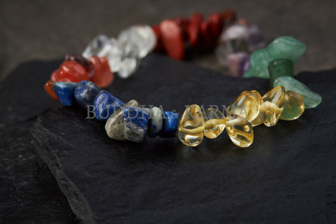 7 Chakra Raw Crystal Bracelet