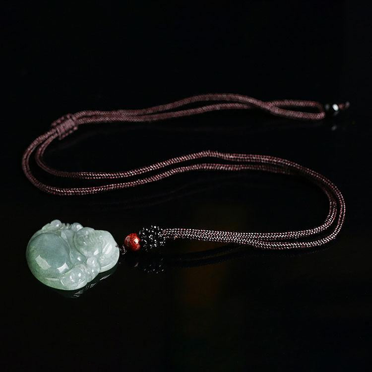 Jade Laughing Buddha Necklace - Promote Happiness & Good Luck