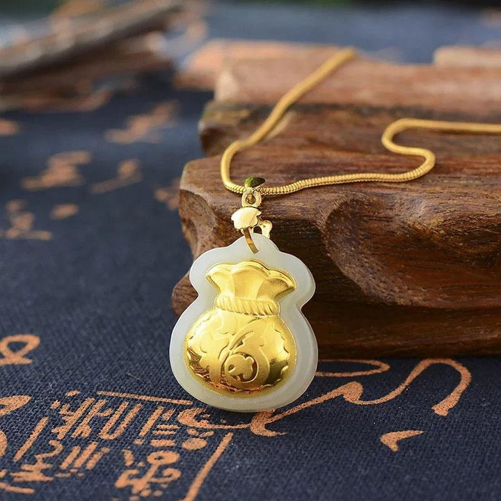 Jade Money Bag Necklace - Feng Shui Wealth Activator