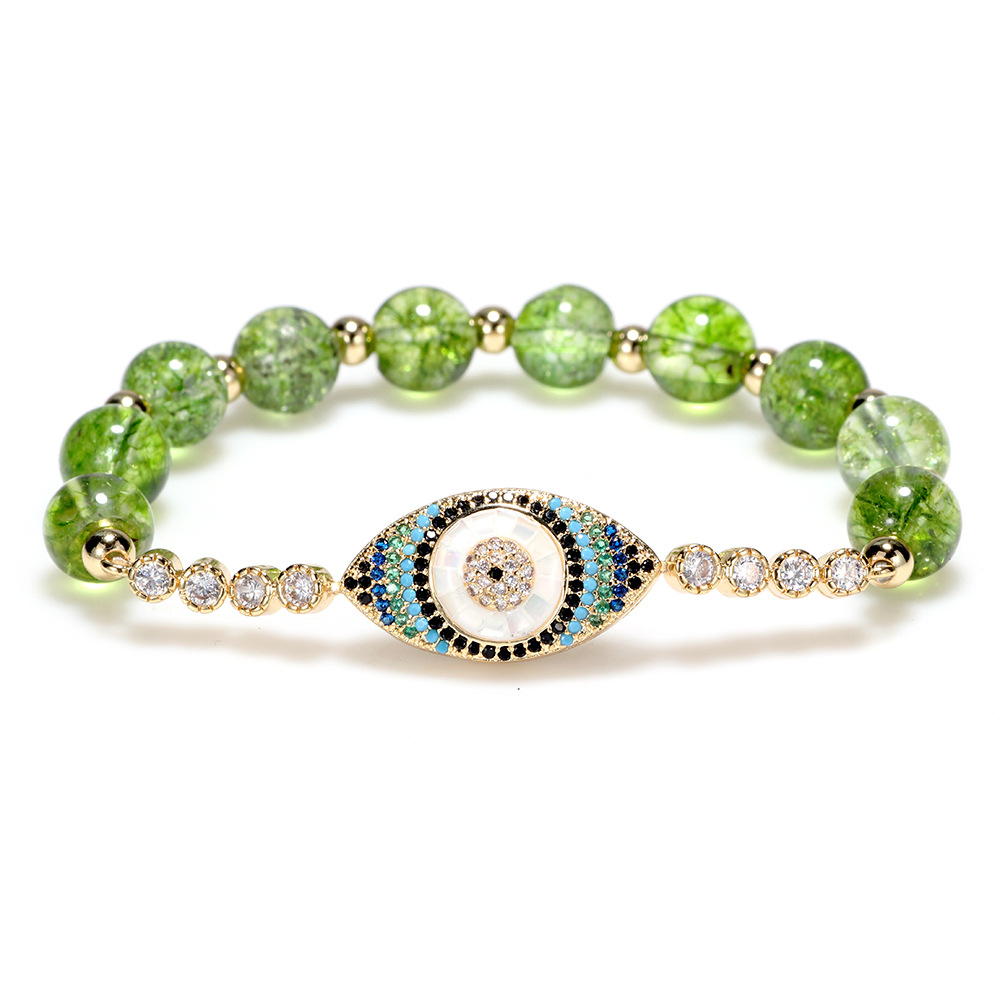 Natural Peridot Evil Eye Bracelet