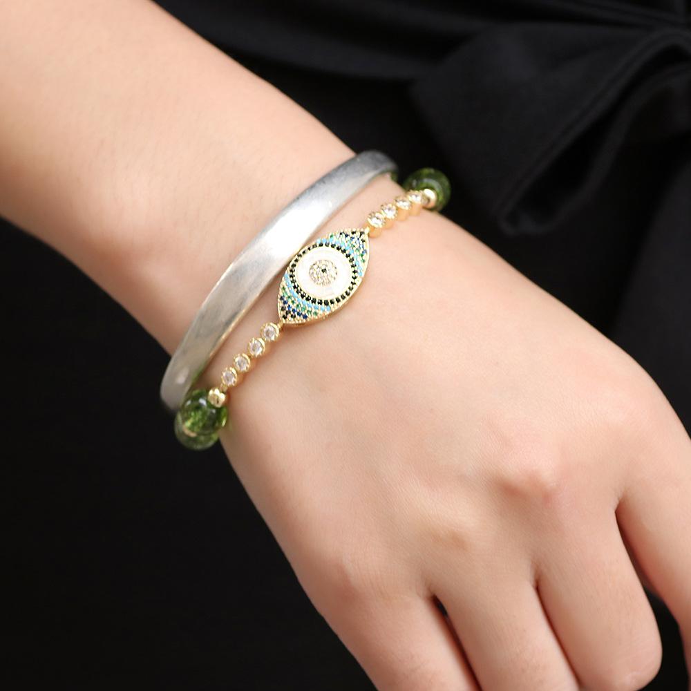 Natural Peridot Evil Eye Bracelet