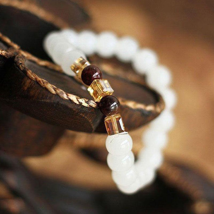 Natural White Chalcedony Positivity Bracelet - Positivity & Harmony