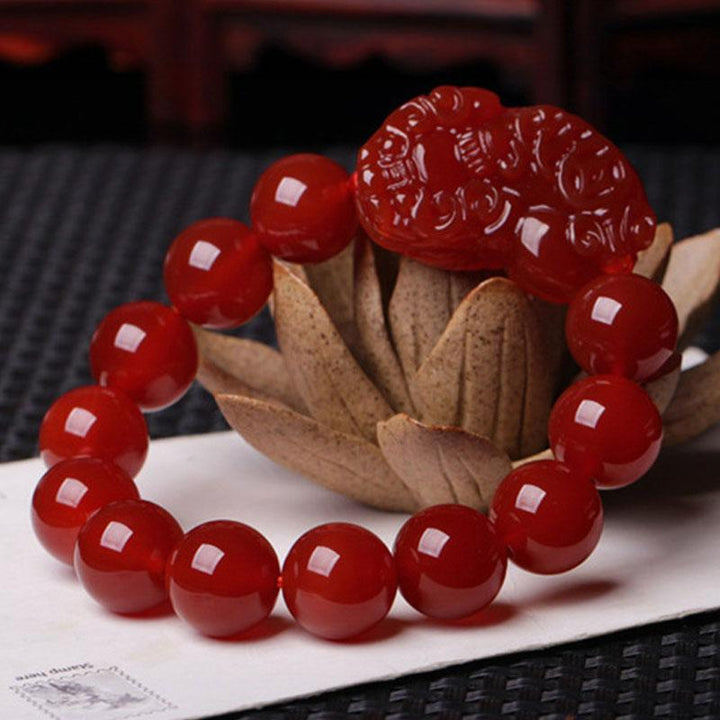 Red Agate Pixiu Bracelet - Preserve Wealth