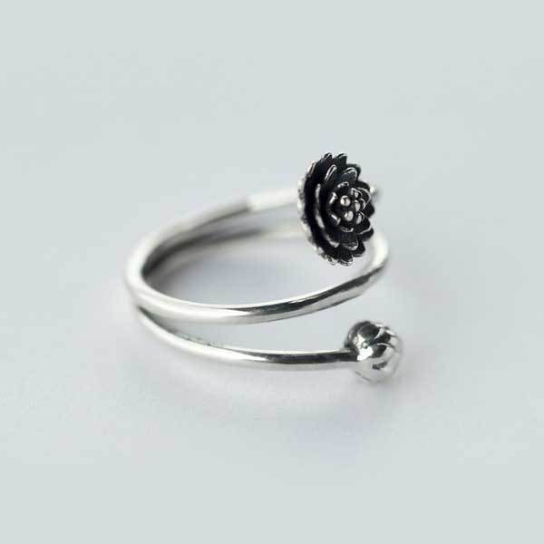 Silver Triple Wrap Lotus Ring - Beauty, Wisdom & Purity