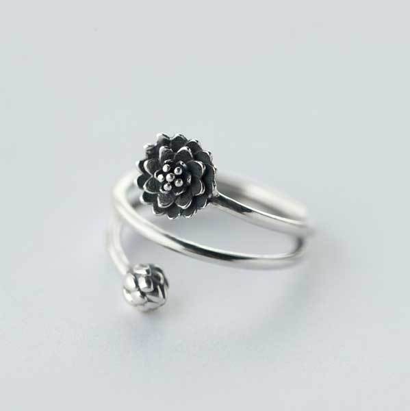 Silver Triple Wrap Lotus Ring - Beauty, Wisdom & Purity