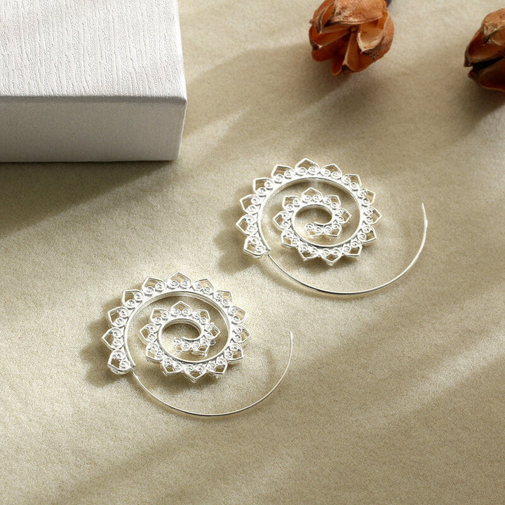 Spiral Hippie Hoops - Large Statement Earrings