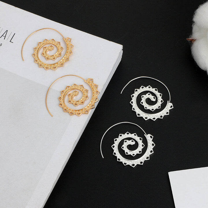 Spiral Hippie Hoops - Large Statement Earrings