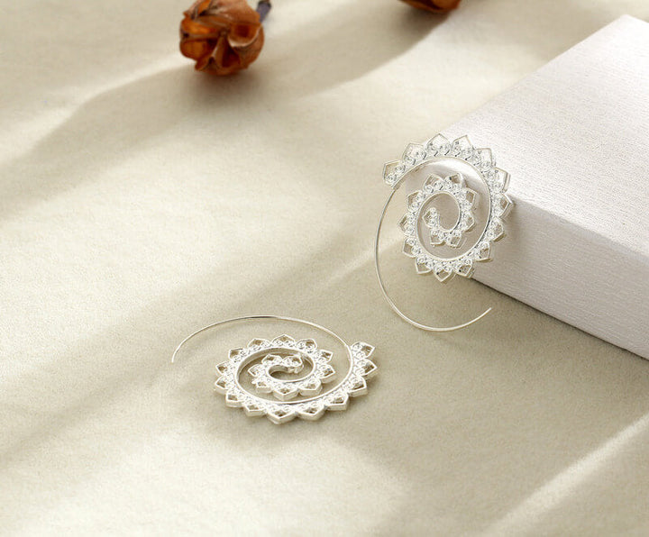 Spiral Hippie Hoops - Large Statement Earrings