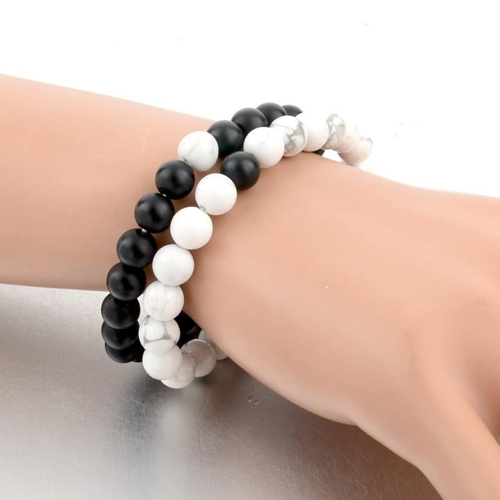 Black & White Distance Bracelets Bundle - For Couples